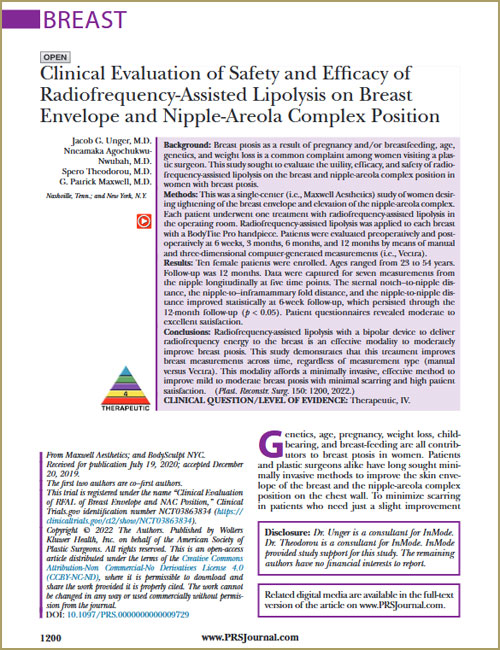 Clinical Evaluation of Safety and Efficacy of Radiofrequency-Assisted Lipolysis on Breast Envelope and Nipple-Areola Complex Position